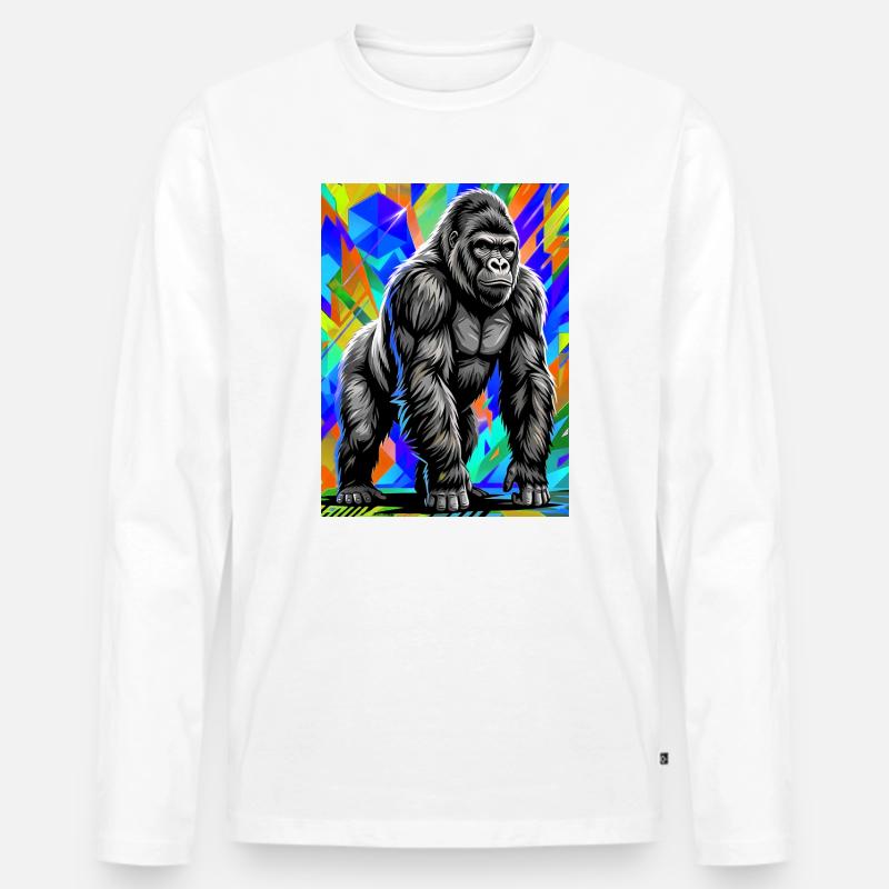 Gorilla - Männer Premium Bio Langarmshirt - Weiß