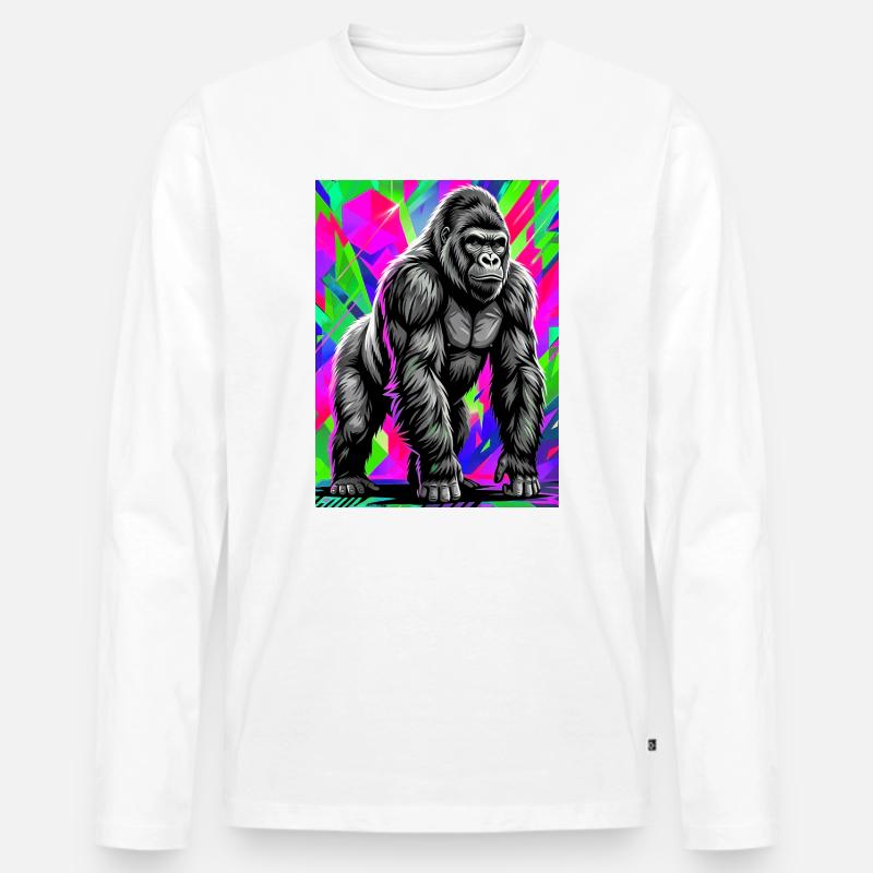 Gorilla - Männer Premium Bio Langarmshirt - Weiß
