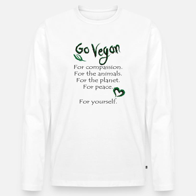 GO VEGAN - Männer Premium Bio Langarmshirt - Weiß