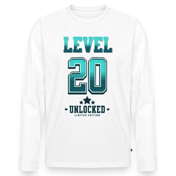 Level 20 Unlocked – Gamer's Birthday - Men's Premium Organic Long Sleeve Shirt - white - Front - Nico (187cm)