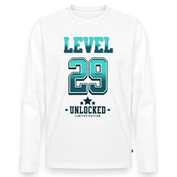 Level 29 Unlocked – Gamer's Birthday - Men's Premium Organic Long Sleeve Shirt - white - Front - Nico (187cm)