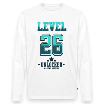 Level 26 Unlocked – Gamer's Birthday - Men's Premium Organic Long Sleeve Shirt - white - Front - Nico (187cm)