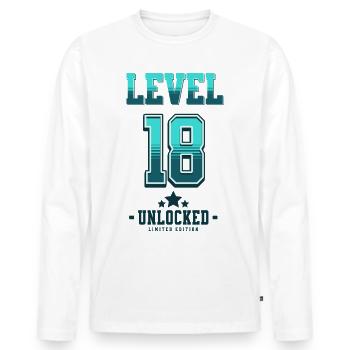 Level 18 Unlocked – Gamer's Birthday - Men's Premium Organic Long Sleeve Shirt - white - Front - Nico (187cm)