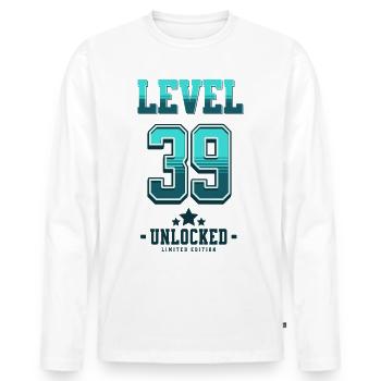 Niveau 39 débloqué – Anniversaire du joueur - T-shirt manches longues Premium bio Homme - blanc - Devant - Nico (187cm)