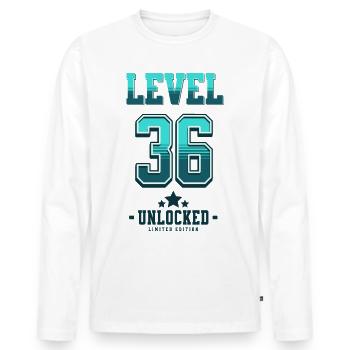 Level 36 freigeschaltet – Gamer Geburtstag - Männer Premium Bio Langarmshirt - Weiß - Vorne - Nico (187cm)