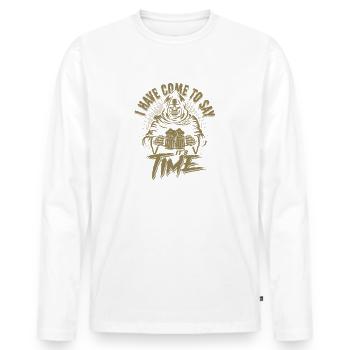 L’heure de la bière Grim Reaper est drôle - T-shirt manches longues Premium bio Homme - blanc - Devant - Nico (187cm)
