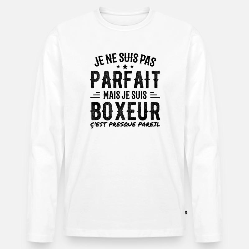 Nicht perfekt, aber Boxer - Männer Premium Bio Langarmshirt - Weiß