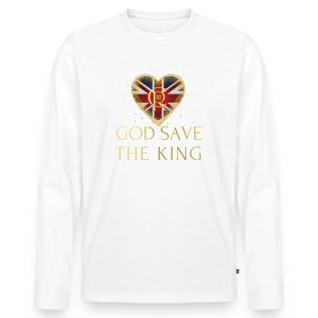 Britischer König Krönung Charles England Flagge - Männer Premium Bio Langarmshirt - Weiß - Vorne - Nico (187cm)