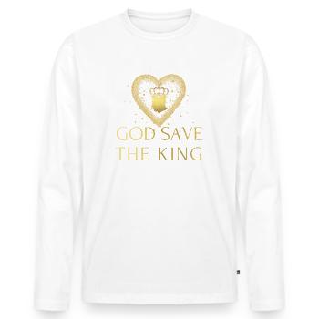 Britischer König Krönung Charles England Flagge - Männer Premium Bio Langarmshirt - Weiß - Vorne - Nico (187cm)