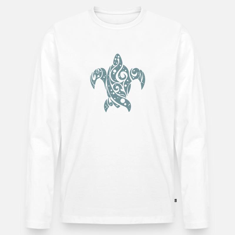 Blaue Schildkröte Tattoo - Männer Premium Bio Langarmshirt - Weiß