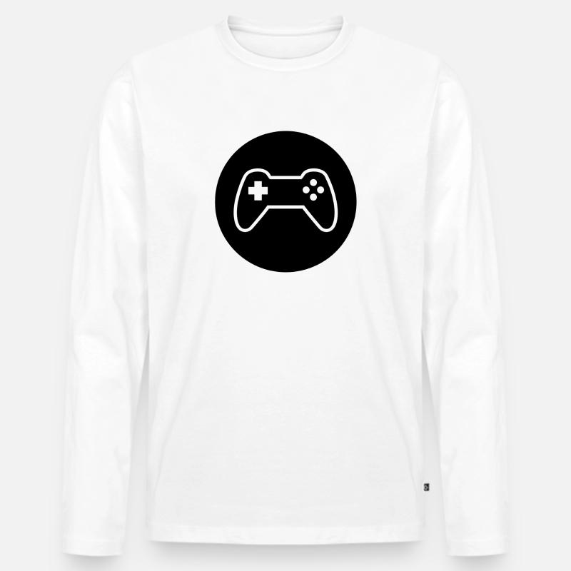 Gamepad-Logo, Controller - Männer Premium Bio Langarmshirt - Weiß