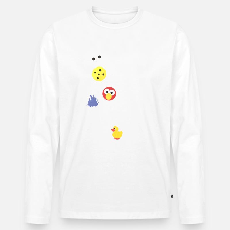 Sesamstraße Cookie Monster, Elmo, Bert, Ernie - Männer Premium Bio Langarmshirt - Weiß