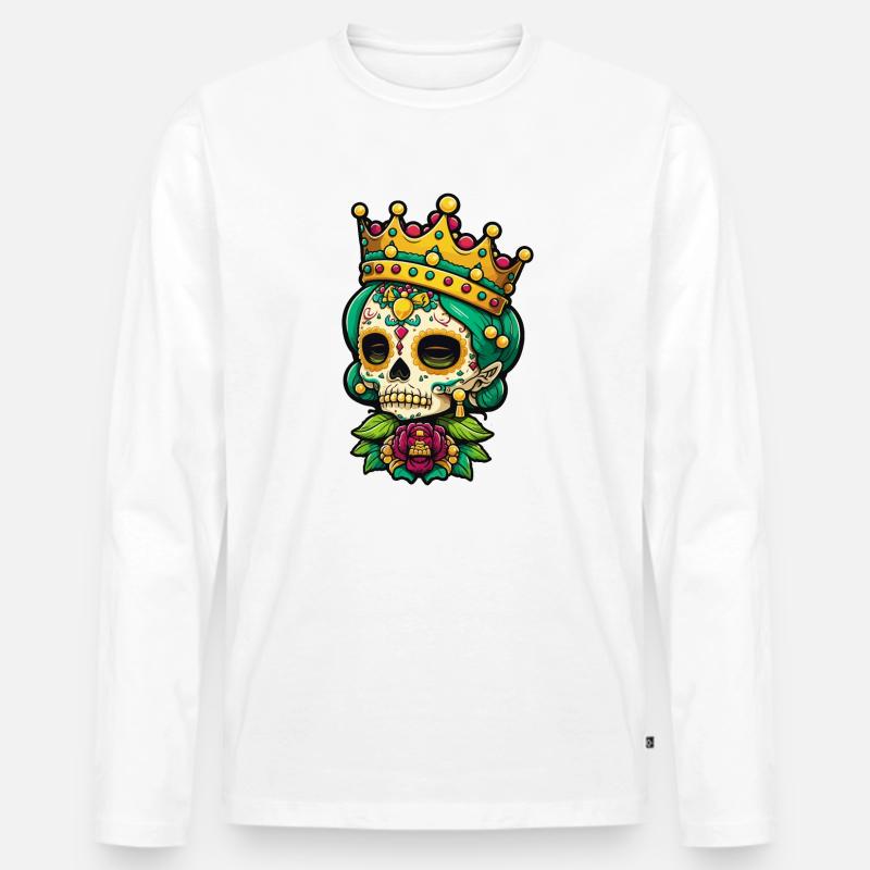 Cinco de Mayo Zuckerschädel - Männer Premium Bio Langarmshirt - Weiß