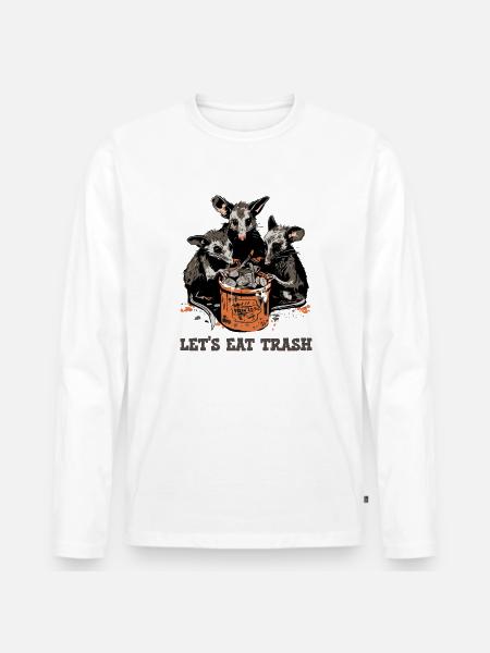 Possum Lets Eat Trash - Men's Premium Organic Long Sleeve Shirt - white