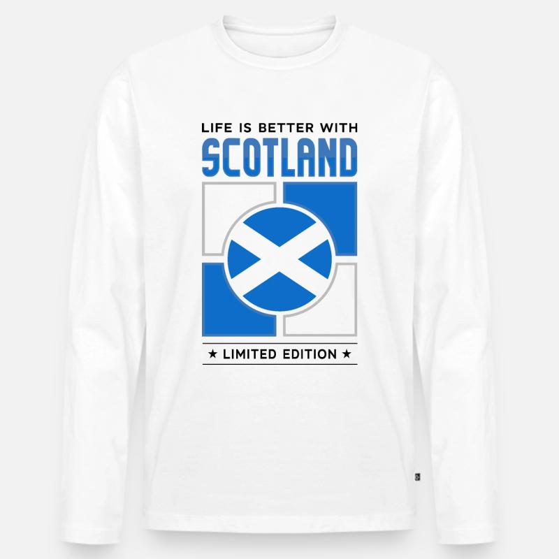 Scotland - Männer Premium Bio Langarmshirt - Weiß