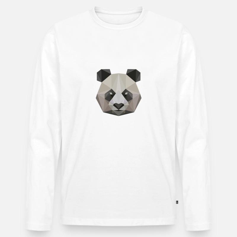 Panda - Männer Premium Bio Langarmshirt - Weiß