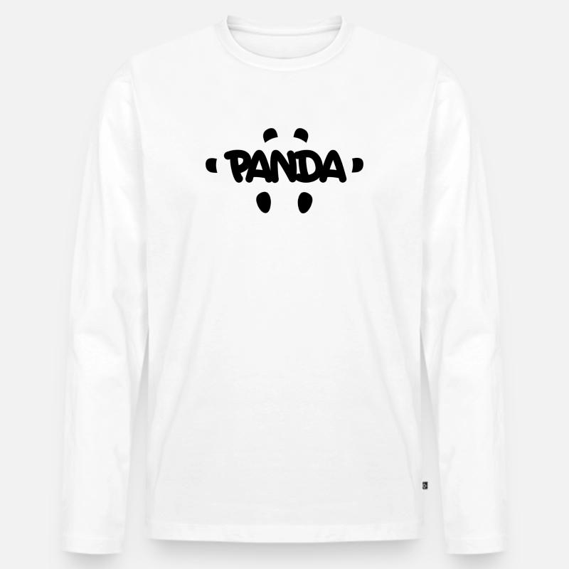 PANDA - Männer Premium Bio Langarmshirt - Weiß