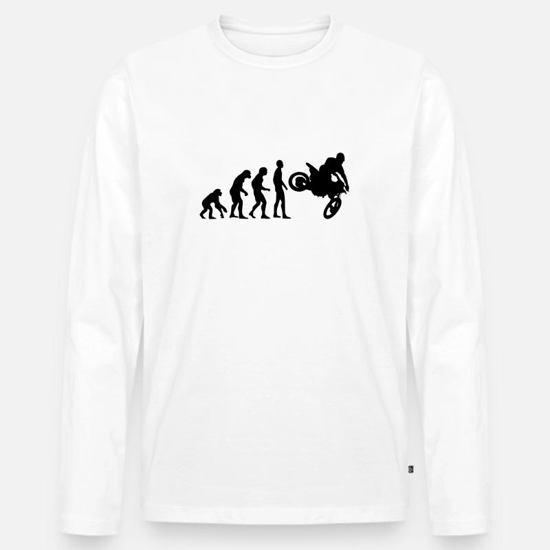 Human Evolution Motocross - Männer Premium Bio Langarmshirt - Weiß