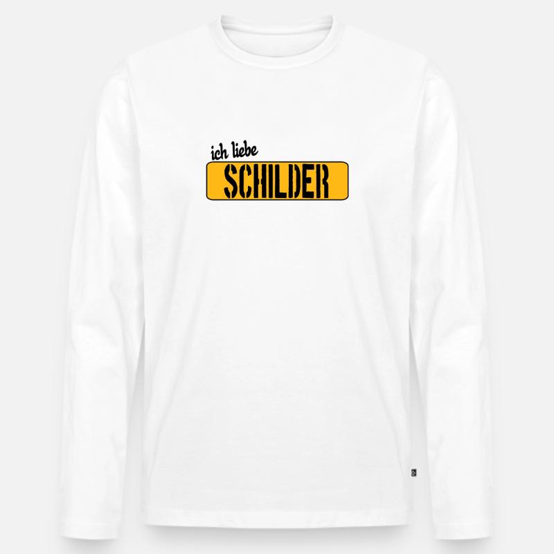 Ich liebe Schilder - Männer Premium Bio Langarmshirt - Weiß