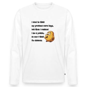 Délicieuse pensée de pomme de terre - T-shirt manches longues Premium bio Homme - blanc - Devant - Nico (187cm)