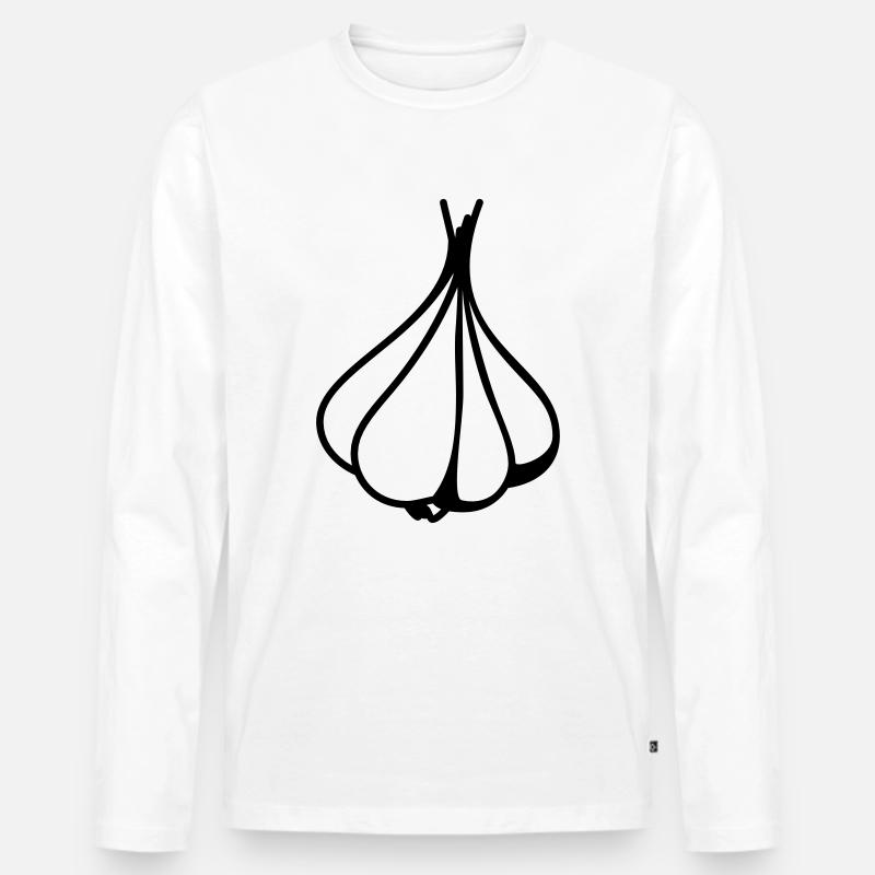 Knoblauch - Männer Premium Bio Langarmshirt - Weiß