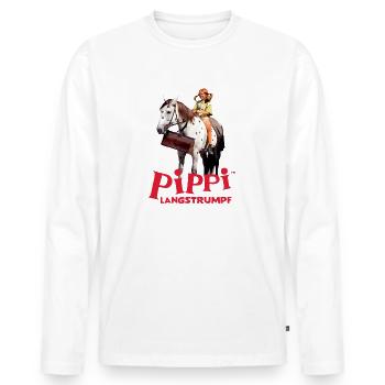 Pippi Longstocking Pippi Rides On Little Old Man - Men's Premium Organic Long Sleeve Shirt - white - Front - Nico (187cm)