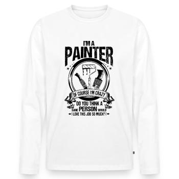 Peintre et peintre peintre peintre peinture - T-shirt manches longues Premium bio Homme - blanc - Devant - Nico (187cm)