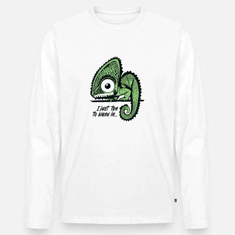 Chamäleon Blend In - Männer Premium Bio Langarmshirt - Weiß