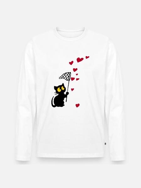 Georgie mit Herzchen - Männer Premium Bio Langarmshirt - Weiß