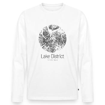 Lake District | Conception de la topographie de la carte - T-shirt manches longues Premium bio Homme - blanc - Devant - Nico (187cm)