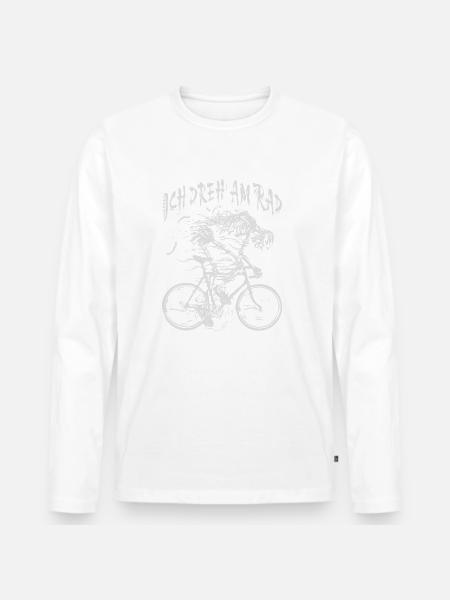 Ich dreh' am Rad - Radfahrer Rennrad grau - Männer Premium Bio Langarmshirt - Weiß