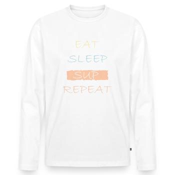 SUP - Männer Premium Bio Langarmshirt - Weiß - Vorne - Nico (187cm)