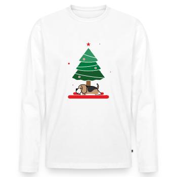 Lazy beagle Christmas - Men's Premium Organic Long Sleeve Shirt - white - Front - Nico (187cm)