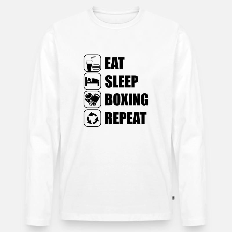 Eat Sleep Boxing Repeat - Männer Premium Bio Langarmshirt - Weiß