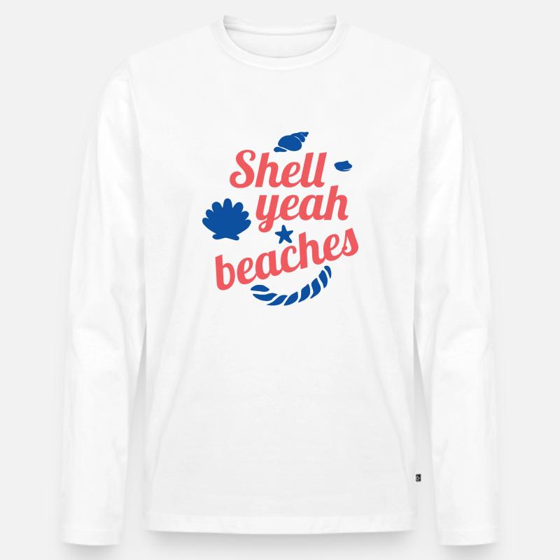 Shell yeah beaches - Männer Premium Bio Langarmshirt - Weiß