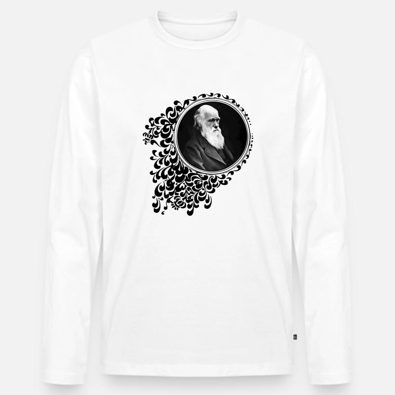 Charles Darwin Dekorativ - Männer Premium Bio Langarmshirt - Weiß