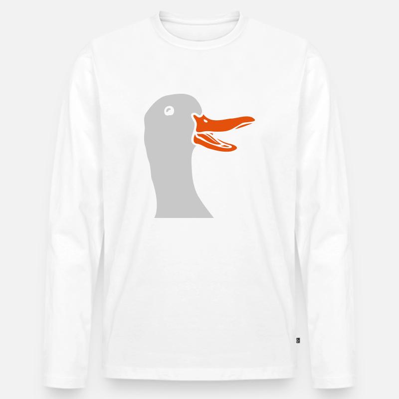 Lustige Comic Gans Kopf - Männer Premium Bio Langarmshirt - Weiß