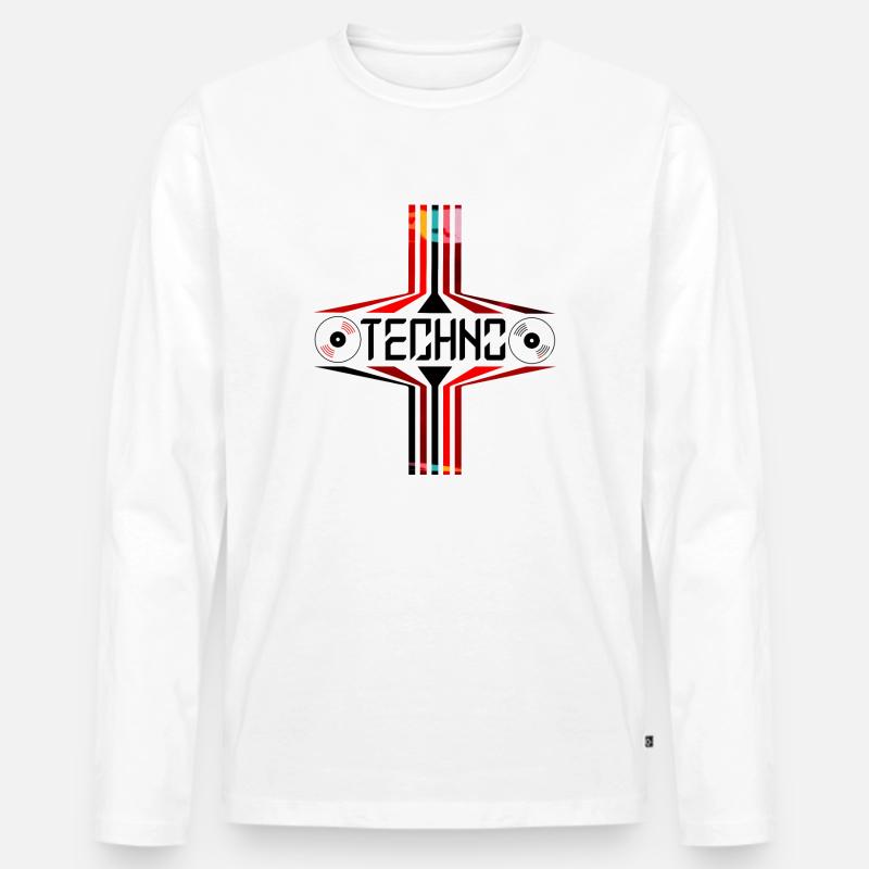 Techno - Rave - Party - Männer Premium Bio Langarmshirt - Weiß