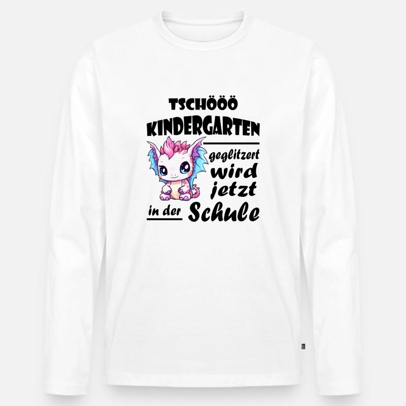 Einschulung Schulkind Drache - Männer Premium Bio Langarmshirt - Weiß