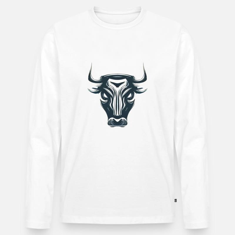 STILISIERTER, KANTIGER STIER - Männer Premium Bio Langarmshirt - Weiß
