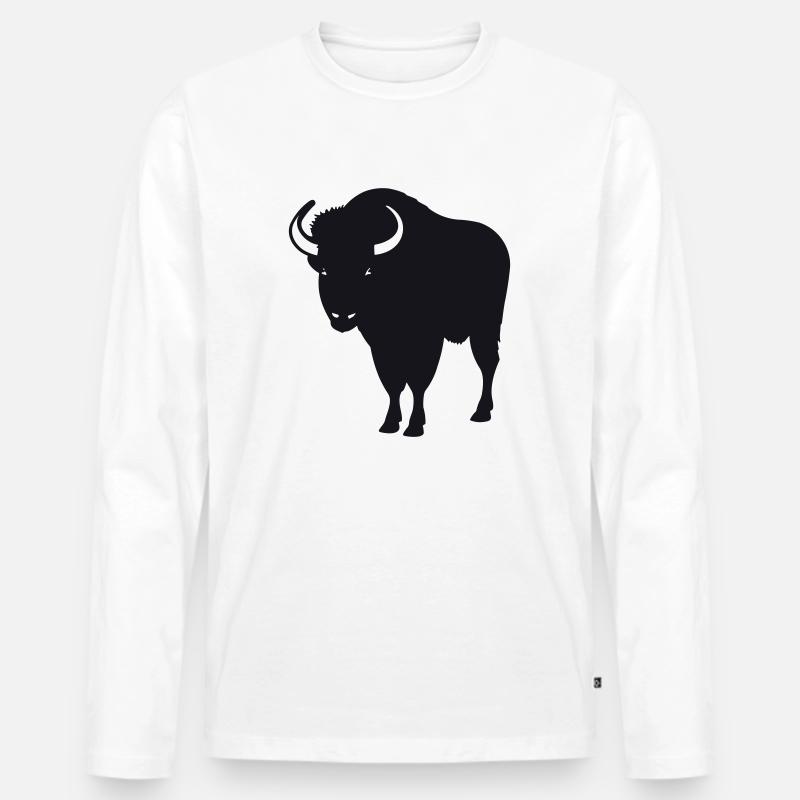 Büffel - Männer Premium Bio Langarmshirt - Weiß