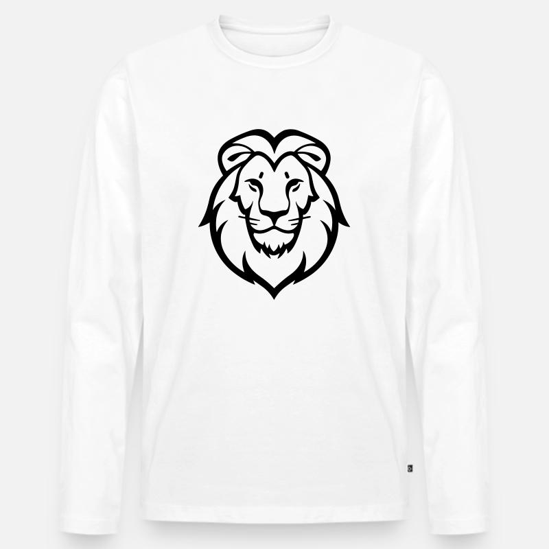 Felin Dschungel Löwenkopf - Männer Premium Bio Langarmshirt - Weiß