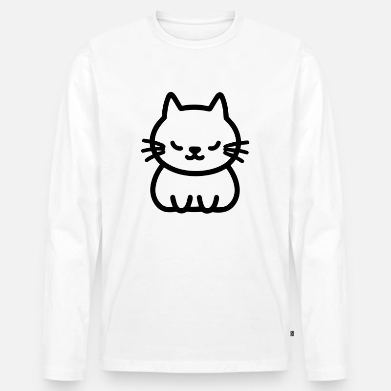 Katze - Männer Premium Bio Langarmshirt - Weiß