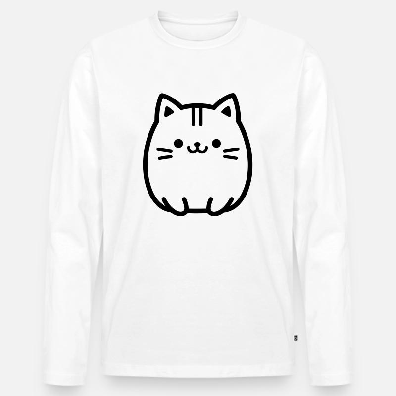 Katze - Männer Premium Bio Langarmshirt - Weiß