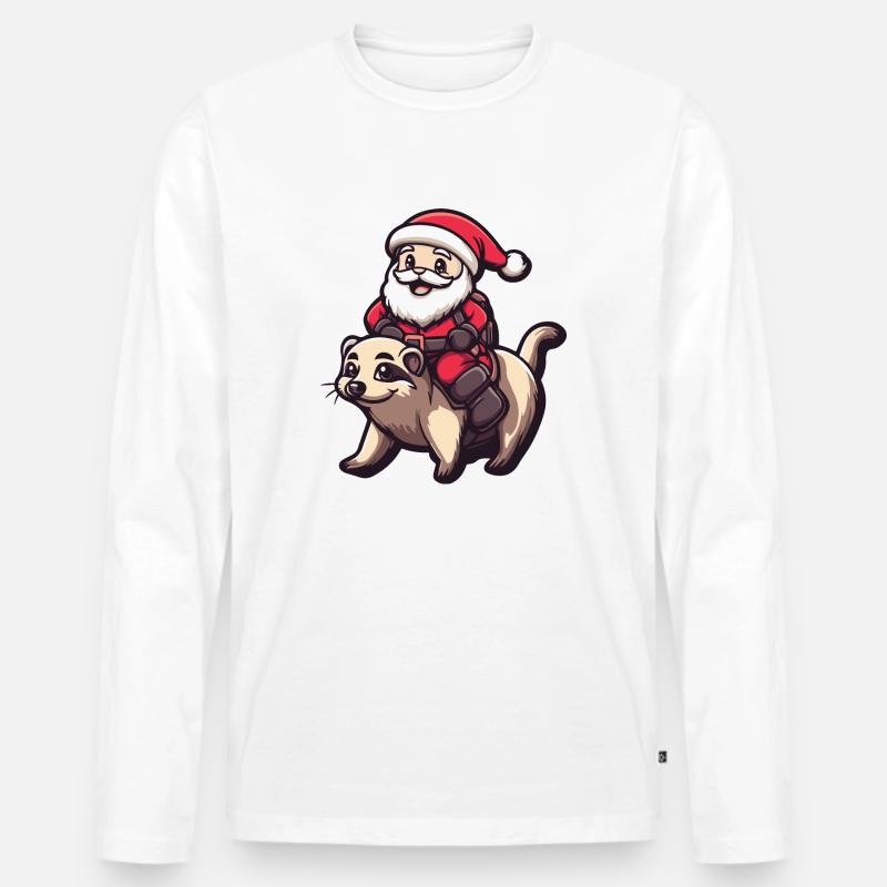 Erdmännchen Weihnachtsmann Cartoon - Männer Premium Bio Langarmshirt - Weiß