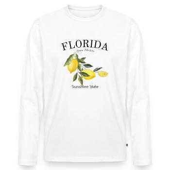 Floride - Sunshine State - Miami - Orlando - États-Unis - T-shirt manches longues Premium bio Homme - blanc - Devant - Nico (187cm)
