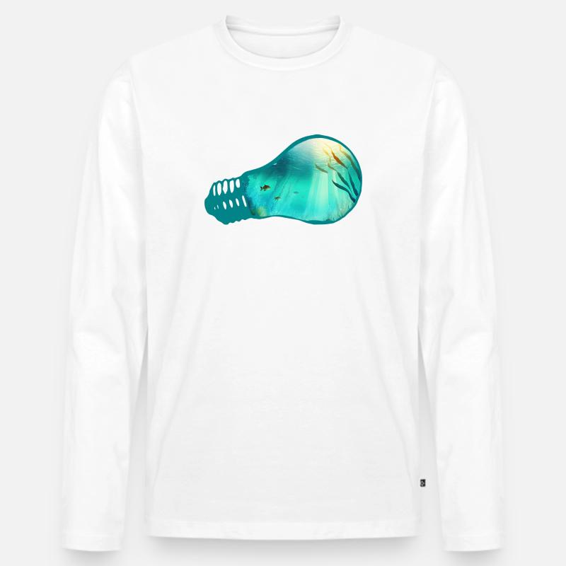 Glühbirne Unterwasser - Männer Premium Bio Langarmshirt - Weiß