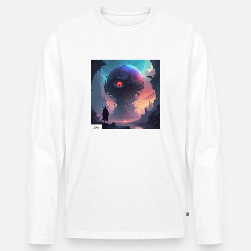 Fantasie Kugel Traumlandschaft - Männer Premium Bio Langarmshirt - Weiß