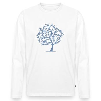 Minimalist Tree Birds Spring Silhouette - Men's Premium Organic Long Sleeve Shirt - white - Front - Nico (187cm)