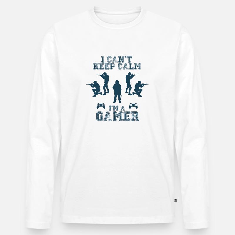 I CAN T KEEP CALM 4000 - Männer Premium Bio Langarmshirt - Weiß